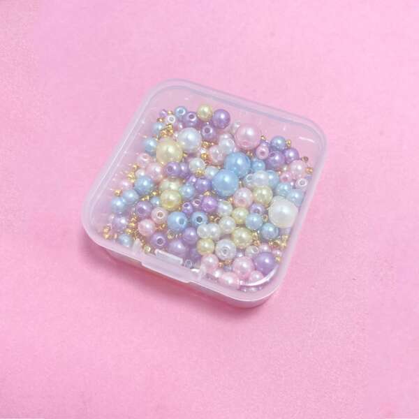 

1box Bead DIY Jewelry Accessory & 1pc Elastic String, Multicolor