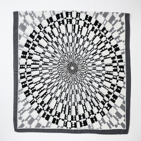 

Graphic Print Scarf, Black and white