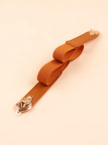 Leaf Buckle Plus Size Belt - Brown - View 6