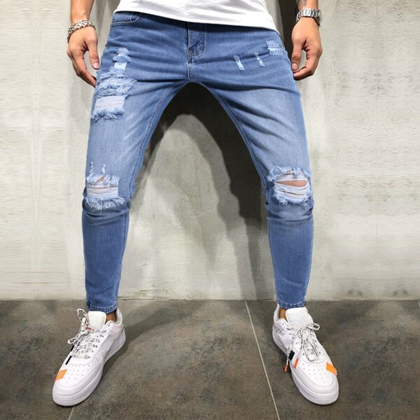 

Men Ripped Skinny Jeans, Light wash
