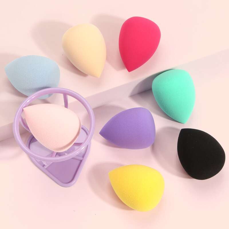 

8pcs Makeup Sponge With Holder, Multicolor