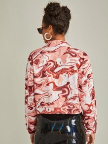 SHEIN BAE 大理石圖案翻蓋口袋夾克 - 彩色 - 查看 2