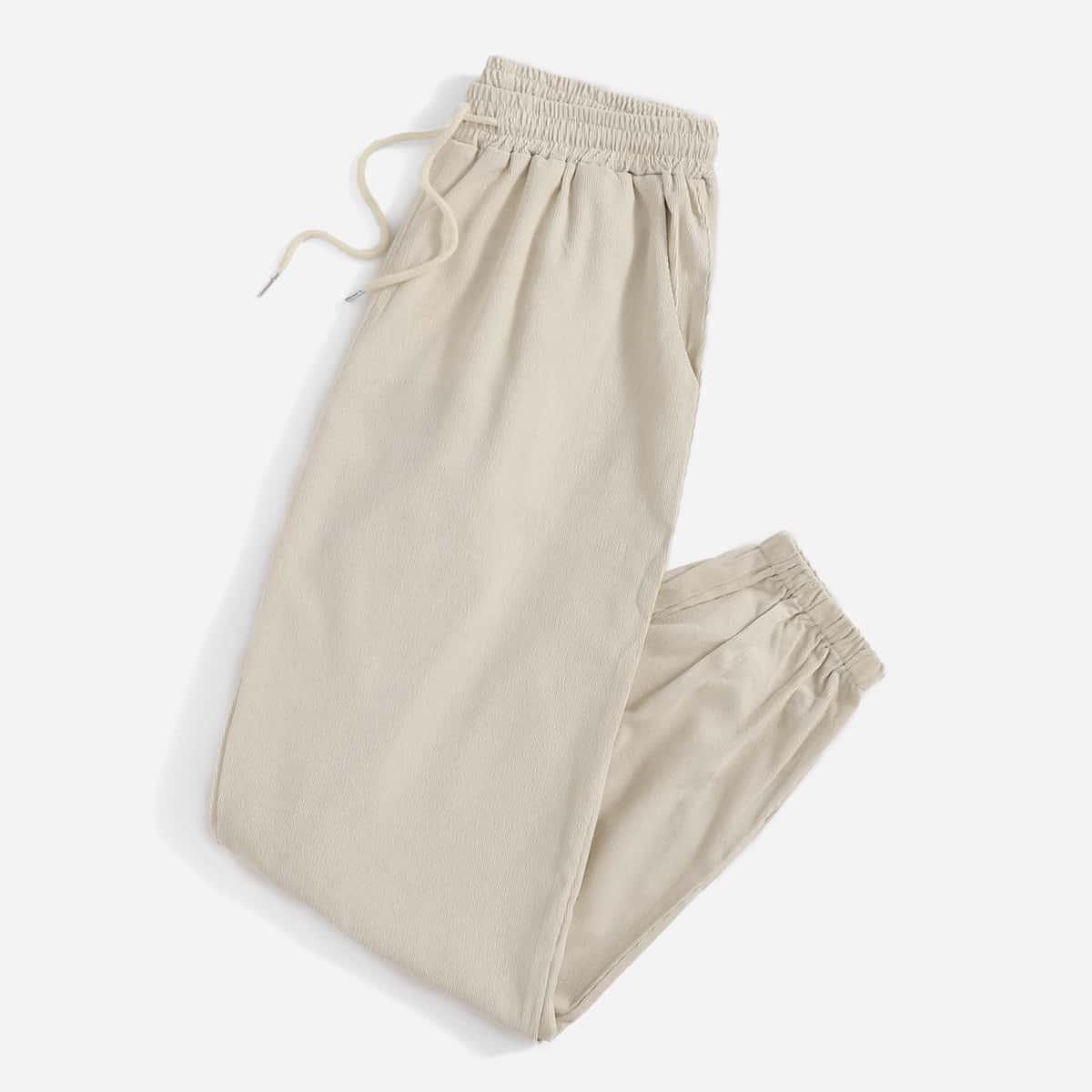 

Solid Drawstring Joggers, Apricot