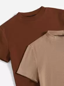 SHEIN EZwear 2pcs Mock Neck Tee