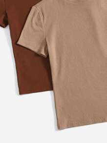 SHEIN EZwear 2pcs Mock Neck Tee