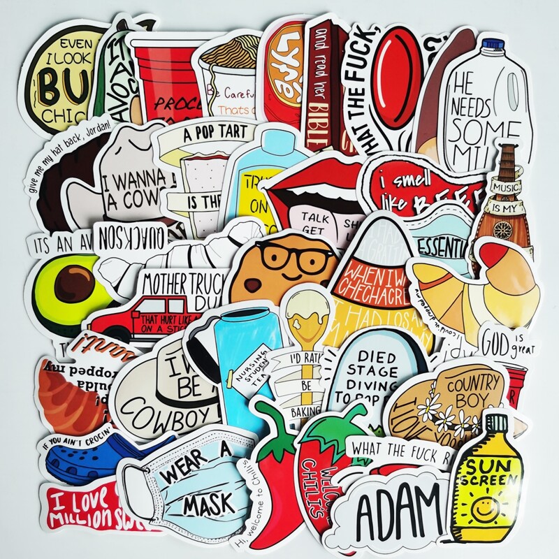 

50pcs Food Pattern Sticker, Multicolor