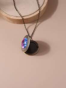 Tree Print Open Locket Mặt dây chuyền vòng cổ - Vàng - Xem 3
