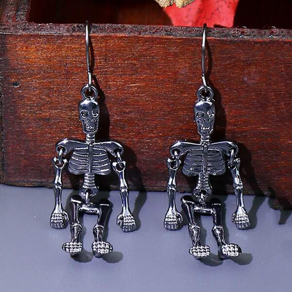

Skeleton Drop Earrings, Gun black