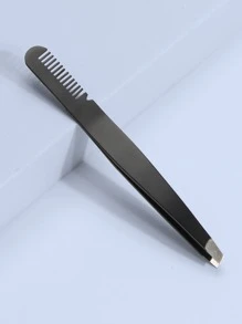 1Pc Eyebrow Tweezers Stainless Steel Professional Flat Tip Tweezers For Hair Removal Face Eyes Makeup Tool - Black - View 1