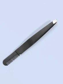 1Pc Eyebrow Tweezers Stainless Steel Professional Flat Tip Tweezers For Hair Removal Face Eyes Makeup Tool - Black - View 3