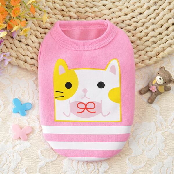 

Cartoon Cat Print Pet Sweatshirt, Multicolor