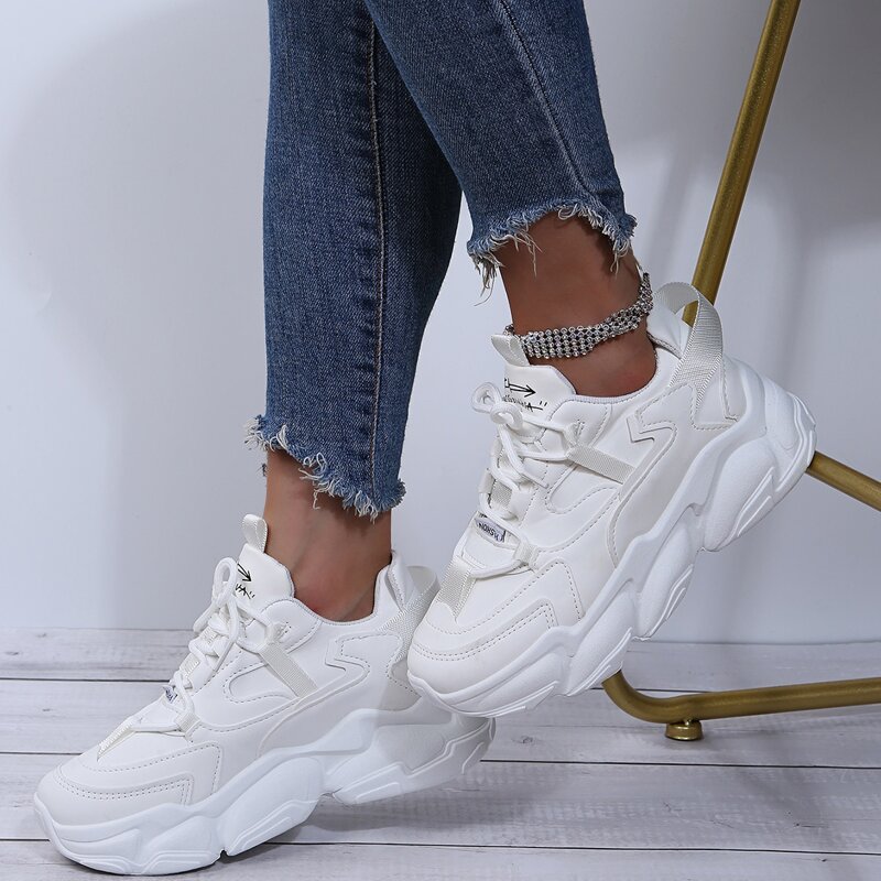 

Minimalist Lace-up Front Sneakers, White