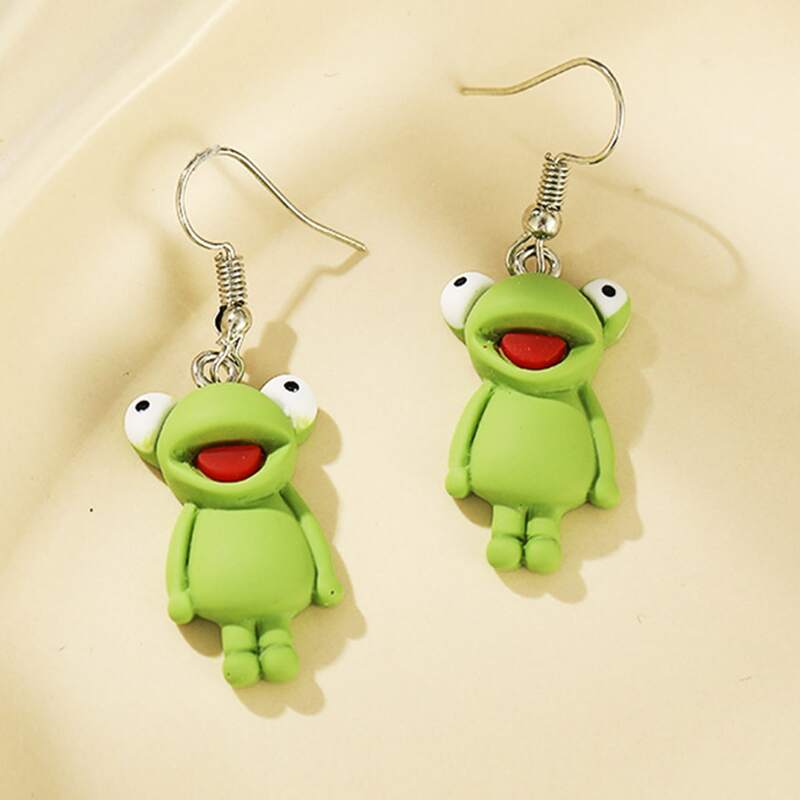 

Cartoon Frog Drop Earrings, Multicolor