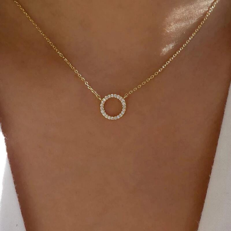 

Rhinestone Decor Chain Necklace, Gold