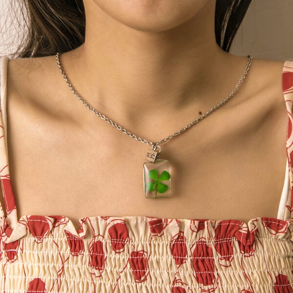 

Four-leaf Clover Charm Necklace, Green
