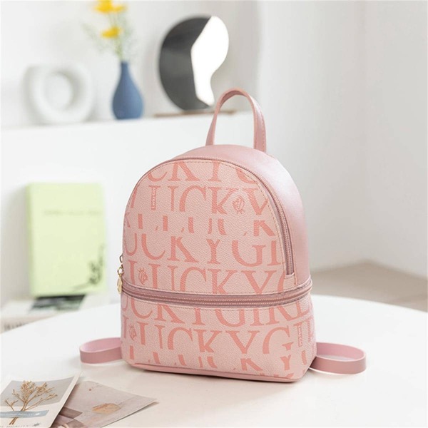 

Allover Letter Graphic Earphone Hole Backpack, Pink
