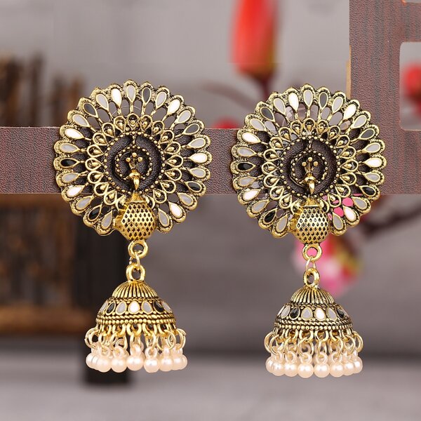 

Faux Pearl Tassel Jhumka Drop Earrings, Multicolor