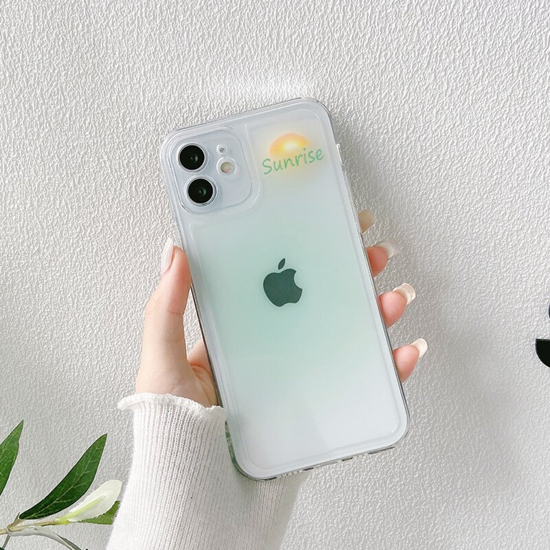

Sunrise Pattern Clear Phone Case, Green