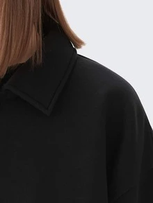 Flap Detail Drop Shoulder Jacket - Black - View 3