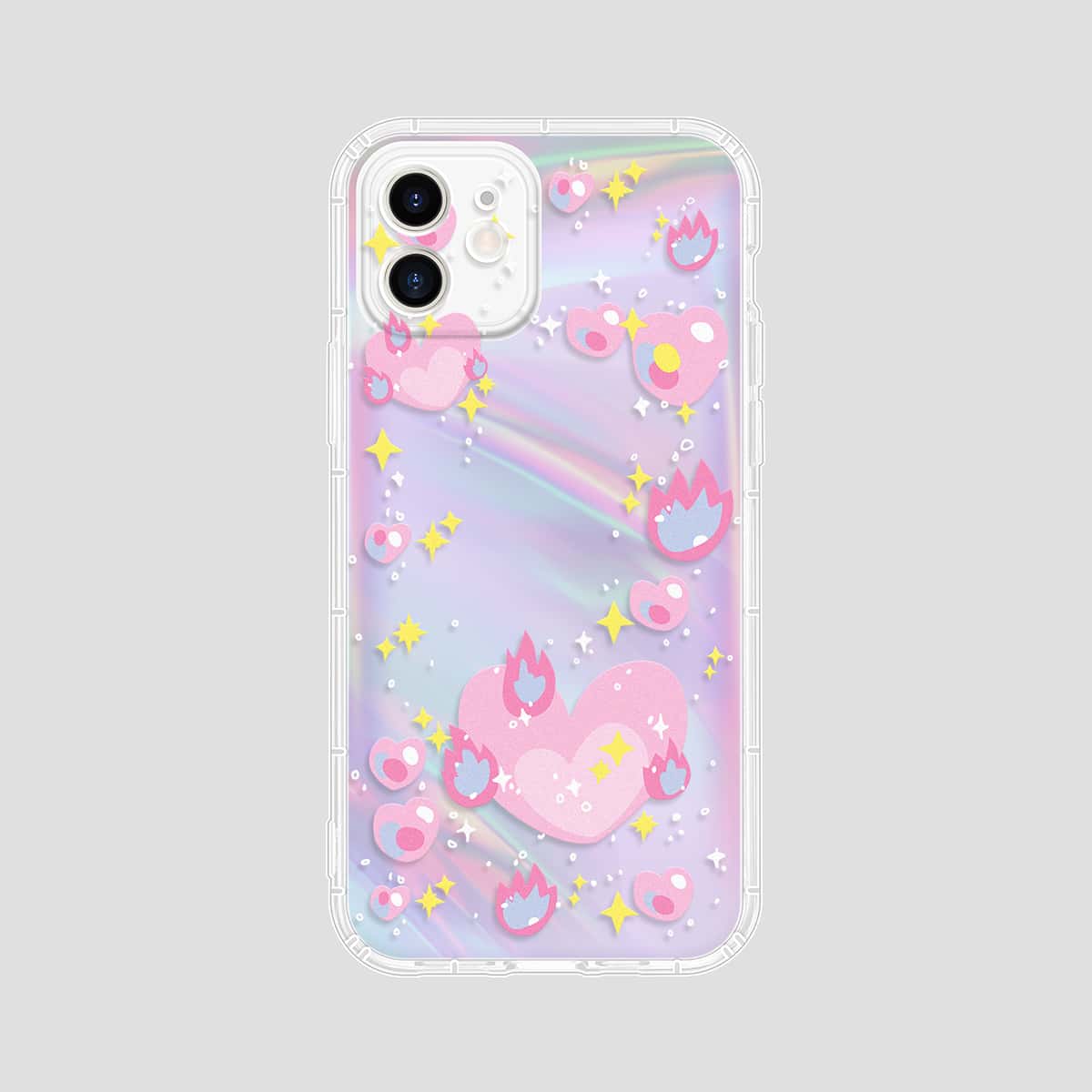 

1pc Heart Pattern Phone Case & 1pc Laser Paper, Multicolor