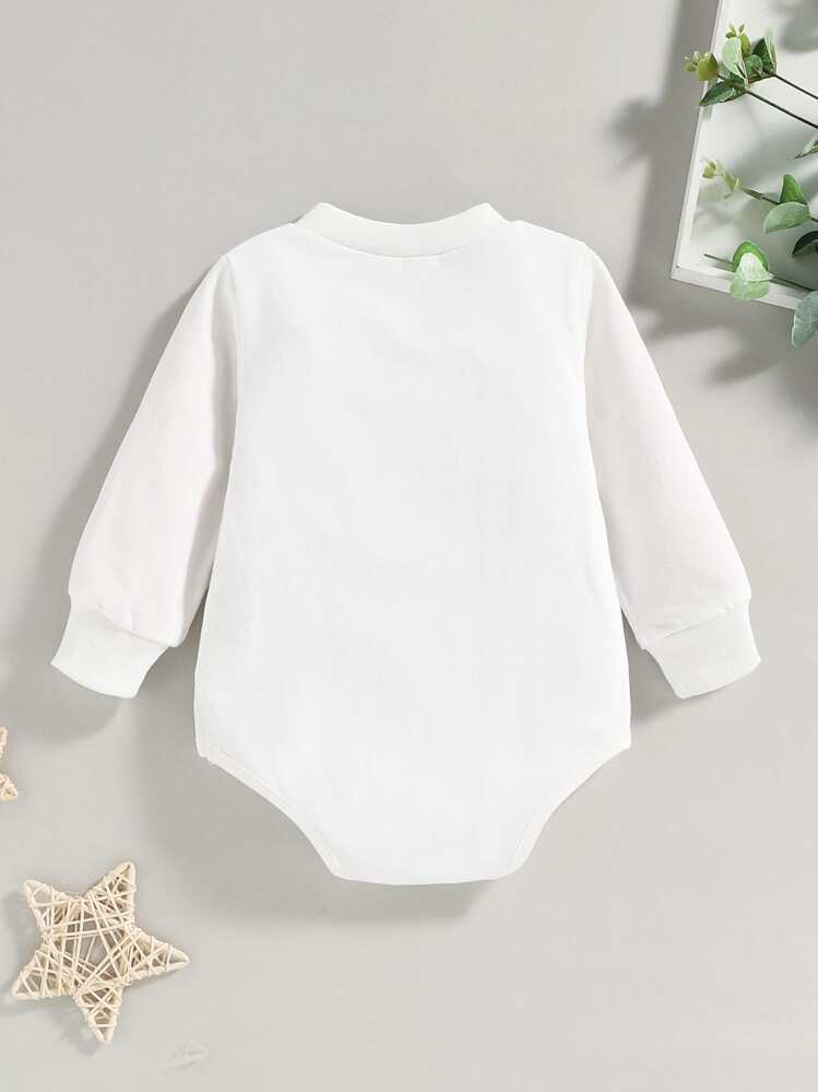 Baby Embroidery Round Neck Bodysuit - White - View 2