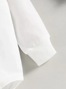 Baby Embroidery Round Neck Bodysuit - White - View 3