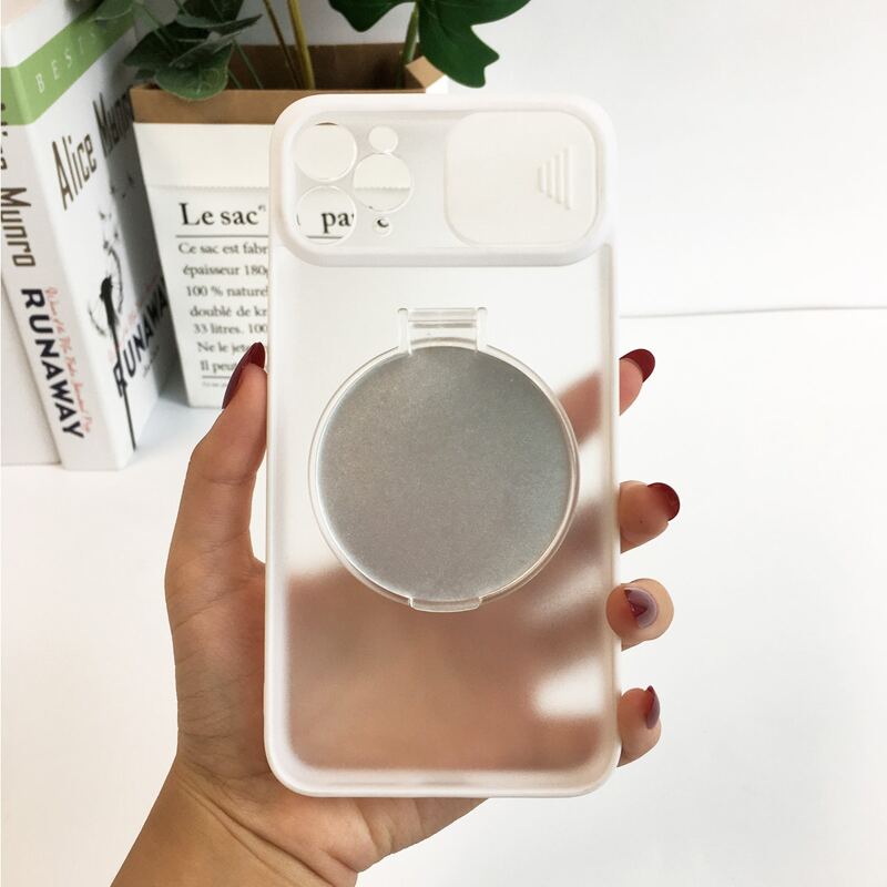 

Slide Camera Cover Phone Case With Mirror, White