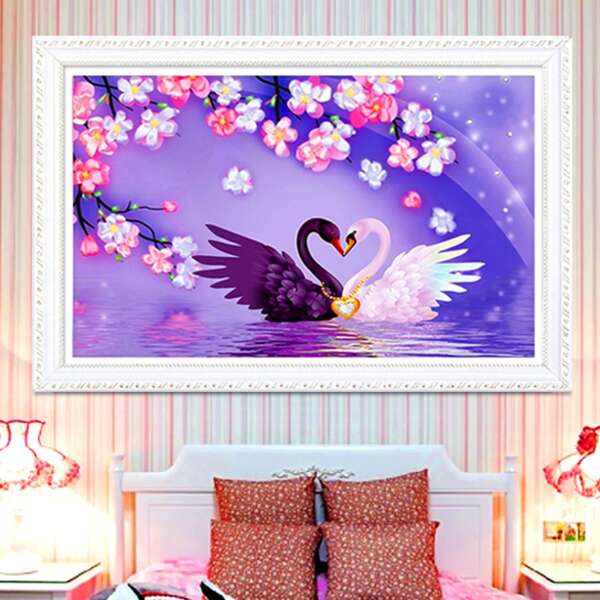 

Swan Print DIY Diamond Unframed Painting, Multicolor
