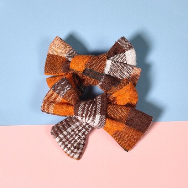 

2pcs Girls Bow Decor Hair Clip, Multicolor