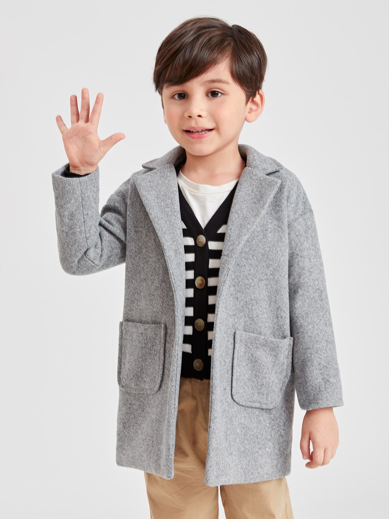 Shein toddler boys pocket patched hooded overcoats