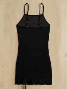 SHEIN Swim Cover up con cordón fruncido - Negro - Ver 2