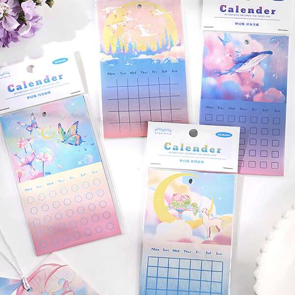 

12pcs Mixed Pattern Random Calendar Paper, Multicolor