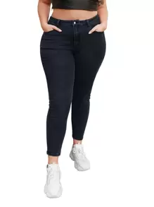 SHEIN Frenchy Jeans ajustados con bolsillo oblicuo - Azul Marino - Ver 4