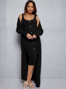 SHEIN Maternity Tank Dress With Coat - Black - View 1