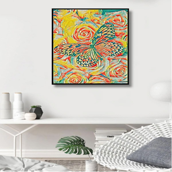 

Butterfly & Flower Print Diamond Painting Without Frame, Multicolor