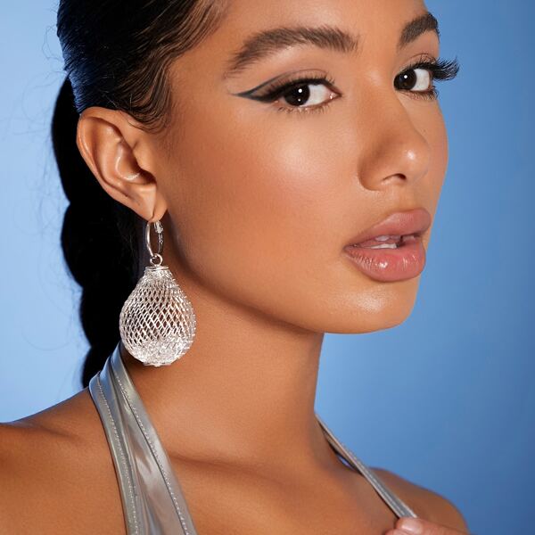 

Hollow Out Drop Earrings, Silver