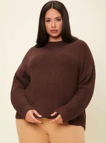 SHEIN Jersey cruzado trasero de hombros caídos - Café integral - Ver 1