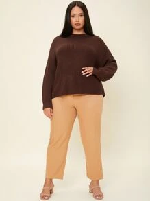 SHEIN Jersey cruzado trasero de hombros caídos - Café integral - Ver 3