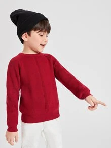 SHEIN 小男童條紋針織插肩袖套頭毛衣