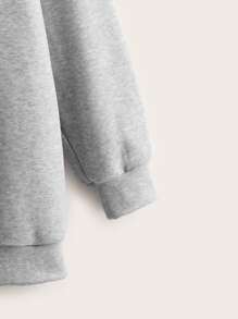 CovetEZ Áo nỉ dáng rộng, khóa kéo, dây rút, màu trơn. - Màu Xám nhạt - Xem 3