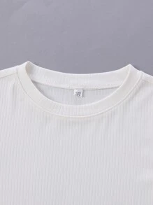 Girls Ribbed Knit Tee & Tartan Dress