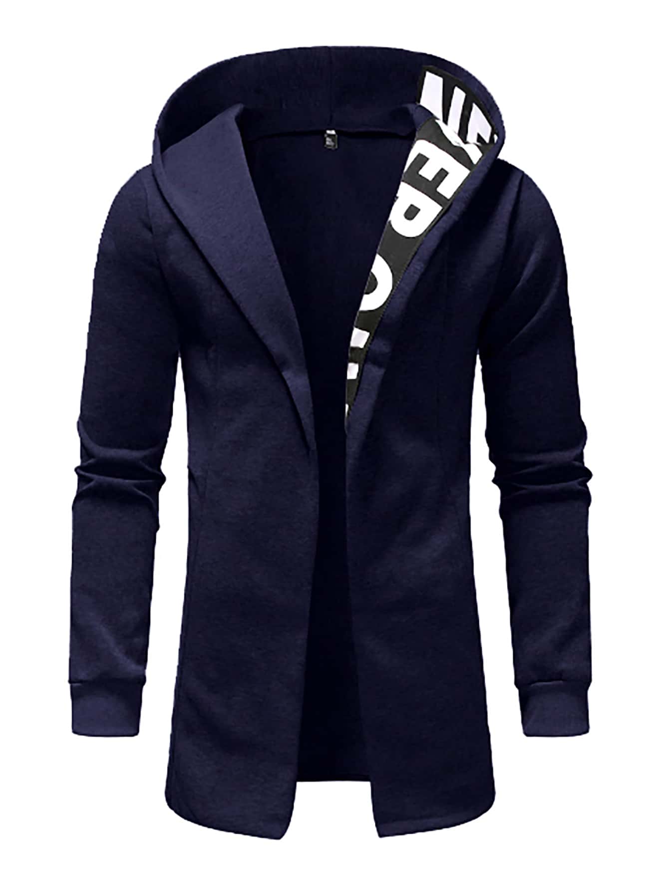 Manfinity LEGND Capucha de hombres de parte delantera abierta con estampado de letra - Azul Marino - Ver 1