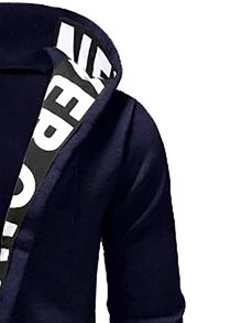 Manfinity LEGND Capucha de hombres de parte delantera abierta con estampado de letra - Azul Marino - Ver 3
