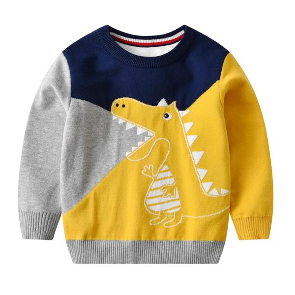 

Toddler Boys Dinosaur Pattern Colorblock Sweater, Multicolor