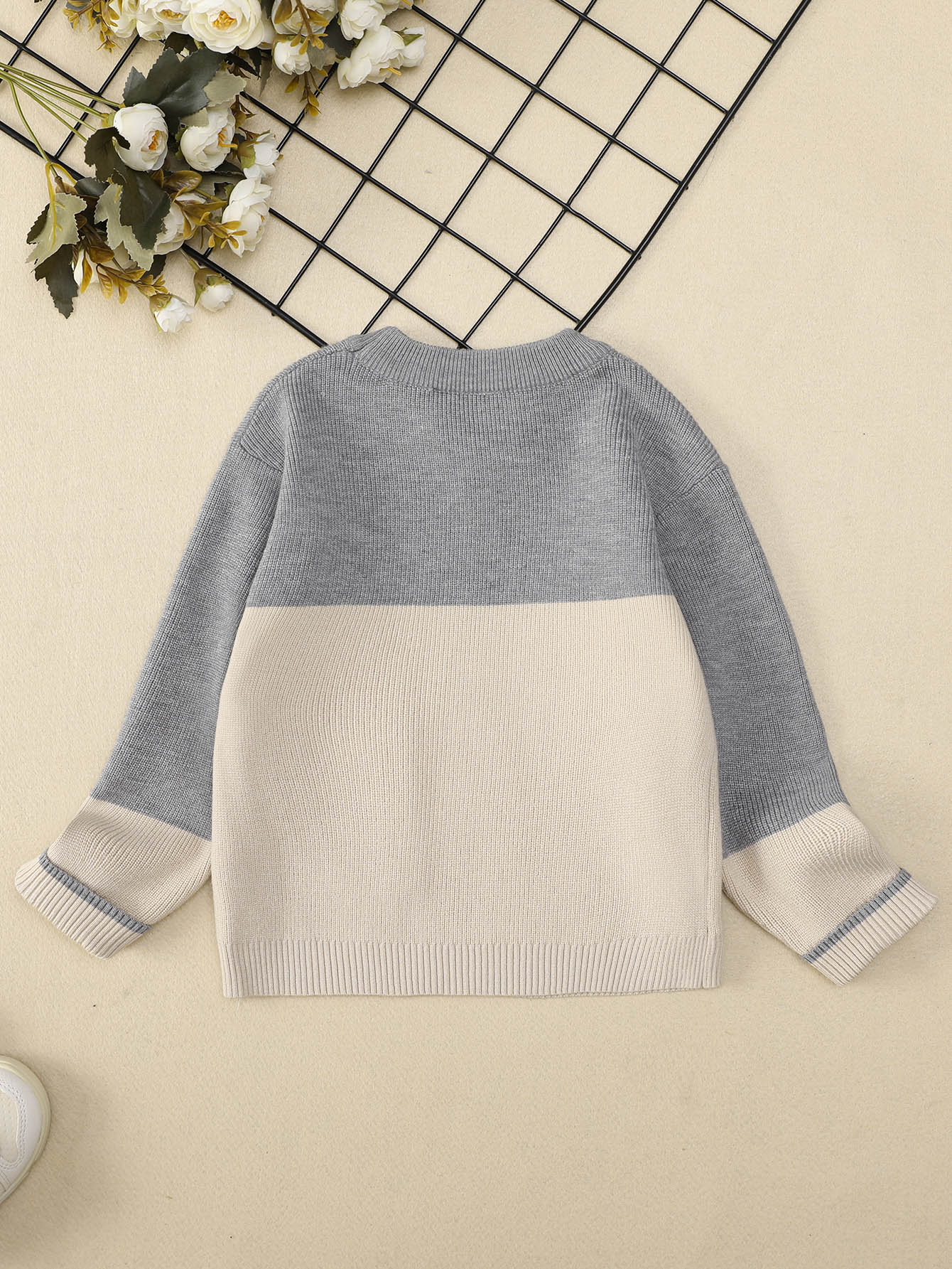 Young Boy Two Tone Pocket Patched Sweater
