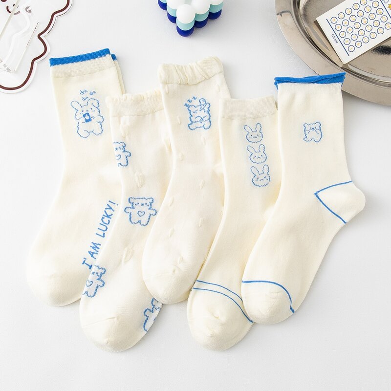 

5pairs Cartoon Graphic Crew Socks, Multicolor