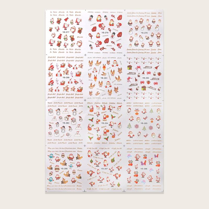 

1sheet Christmas Pattern Nail Art Sticker, Red