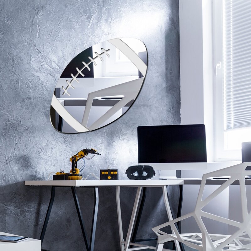 

Rugby Shaped Mirror Surface Wall Sticker, Silver