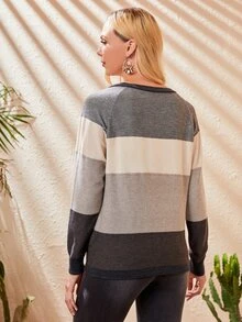 SHEIN V-neck Colorblock Cardigan
