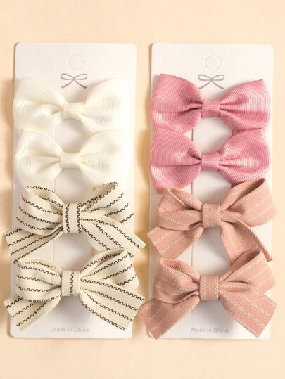 8pcs Toddler Girls Bow Decor Hair Clip